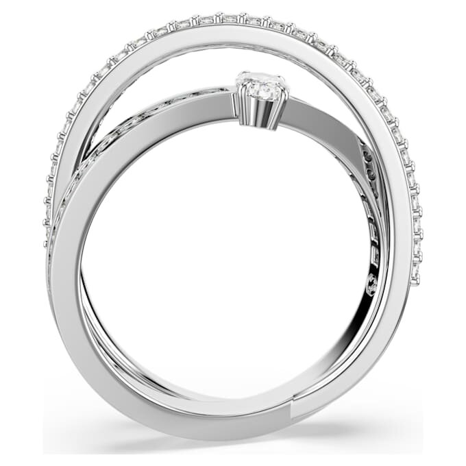 Bague Hyperbola à tailles variées, blanche, plaquée rhodium Bague Hyperbola à tailles variées, blanche, plaquée rhodium
