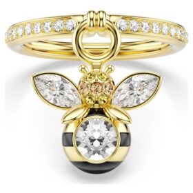Bague Idyllia à motif « Abeille » : tailles variées, multicolore, plaquée or