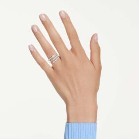 Bague Idyllia à motif « flèche » aux tailles variées, blanche, plaquée rhodium