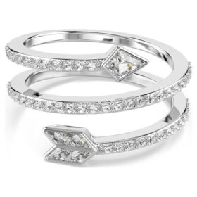 Bague Idyllia à motif « flèche » aux tailles variées, blanche, plaquée rhodium