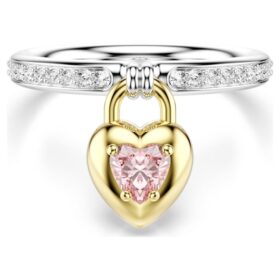 Bague Idyllia à motif, tailles variées, cœur, rose, finition métaux mélangés
