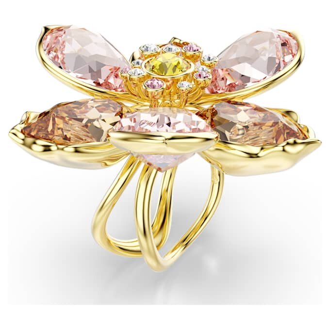 Bague Idyllia à motif, tailles variées, fleur, multicolore, plaqué or Bague Idyllia à motif, tailles variées, fleur, multicolore, plaqué or