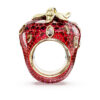 Bague Idyllia Motif, tailles variées, fraise, rouge, plaqué or Bague Idyllia Motif, tailles variées, fraise, rouge, plaqué or