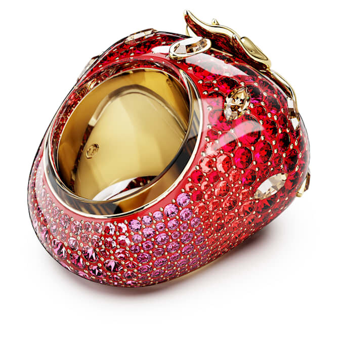 Bague Idyllia Motif, tailles variées, fraise, rouge, plaqué or Bague Idyllia Motif, tailles variées, fraise, rouge, plaqué or
