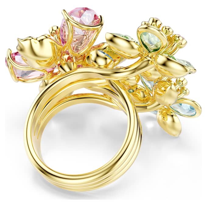 Bague Idyllia, tailles variées, fleur, multicolore, plaquée or