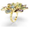 Bague Idyllia : tailles variées, pavé, motif floral, multicolore, plaquée or Bague Idyllia : tailles variées, pavé, motif floral, multicolore, plaquée or