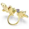 Bague Idyllia : tailles variées, pavé, motif floral, multicolore, plaquée or Bague Idyllia : tailles variées, pavé, motif floral, multicolore, plaquée or