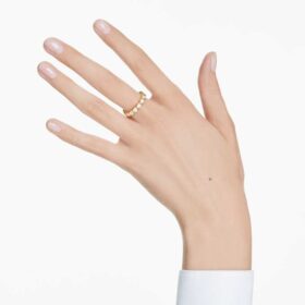 Bague Imber, taille ronde, blanche, plaquée or