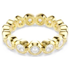 Bague Imber, taille ronde, blanche, plaquée or