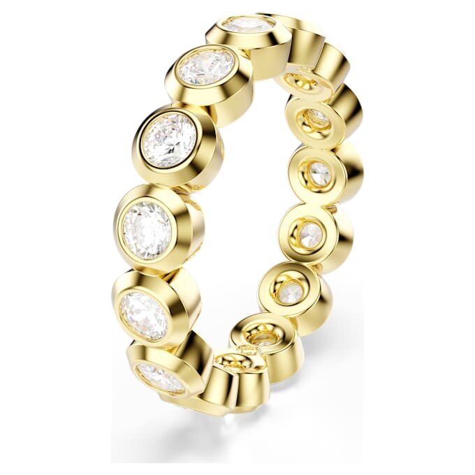 Bague Imber, taille ronde, blanche, plaquée or Bague Imber, taille ronde, blanche, plaquée or