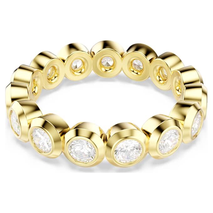 Bague Imber, taille ronde, blanche, plaquée or Bague Imber, taille ronde, blanche, plaquée or