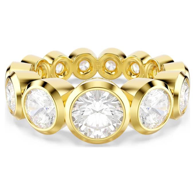 Bague Imber, tailles rondes variées, blanche, plaquée or Bague Imber, tailles rondes variées, blanche, plaquée or