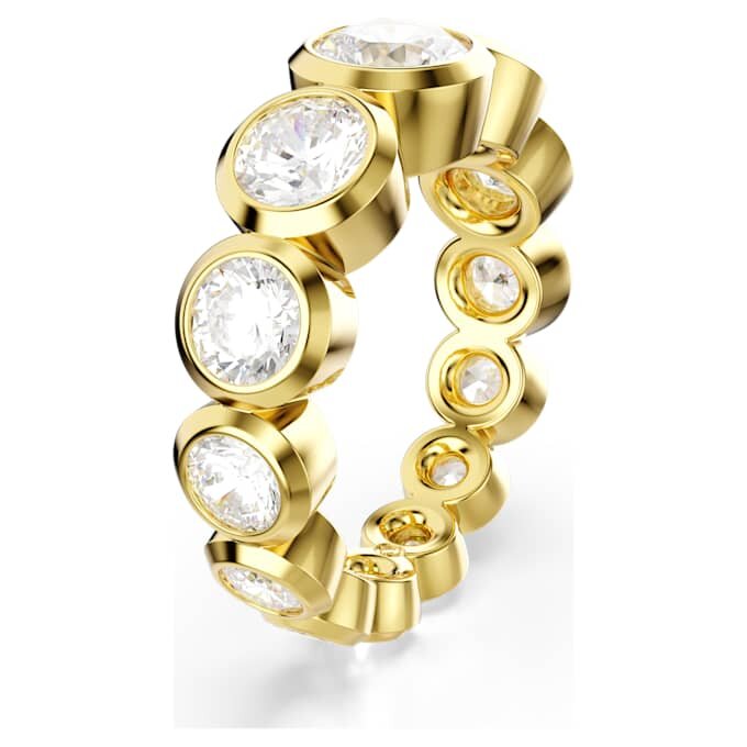 Bague Imber, tailles rondes variées, blanche, plaquée or Bague Imber, tailles rondes variées, blanche, plaquée or