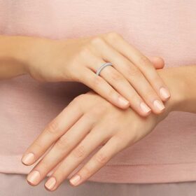 Bague Matrix blanche, plaquée rhodium