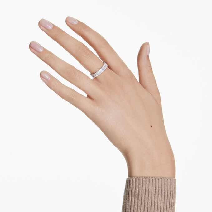 Bague Matrix à taille baguette, blanche, finition argentée Bague Matrix à taille baguette, blanche, finition argentée