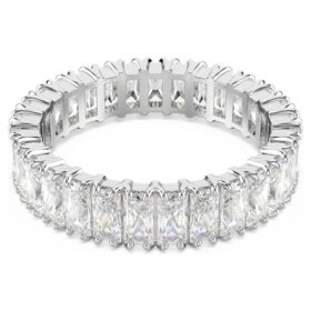 Bague Matrix à taille baguette, blanche, finition argentée