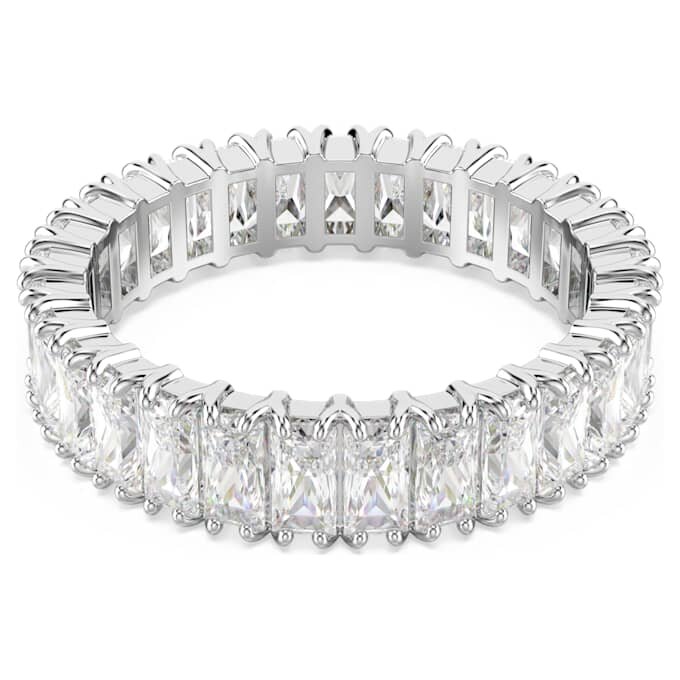 Bague Matrix à taille baguette, blanche, finition argentée Bague Matrix à taille baguette, blanche, finition argentée
