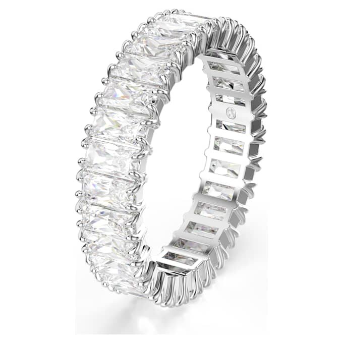 Bague Matrix à taille baguette, blanche, finition argentée Bague Matrix à taille baguette, blanche, finition argentée