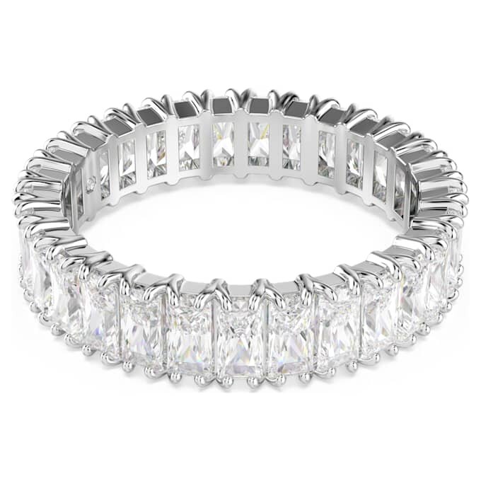 Bague Matrix à taille baguette, blanche, finition argentée Bague Matrix à taille baguette, blanche, finition argentée