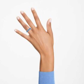 Bague Matrix à taille baguette, bleue, plaquée rhodium