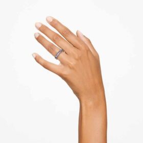 Bague Matrix taille baguette, grise, plaquée ruthénium