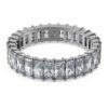 Bague Matrix taille baguette, grise, plaquée ruthénium
