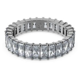 Bague Matrix taille baguette, grise, plaquée ruthénium