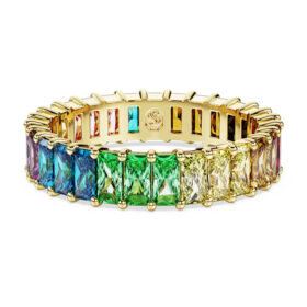 Bague Matrix à taille baguette, multicolore, plaquée or
