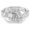 Bague Matrix, taille baguette, nœud, blanche, plaquée rhodium