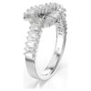 Bague Matrix, taille baguette, nœud, blanche, plaquée rhodium