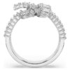Bague Matrix, taille baguette, nœud, blanche, plaquée rhodium