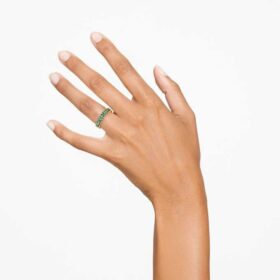 Bague Matrix, taille baguette, verte, plaquée or
