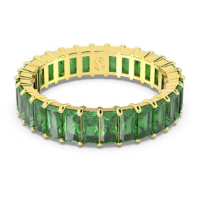 Bague Matrix, taille baguette, verte, plaquée or