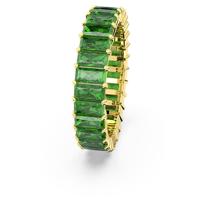 Bague Matrix, taille baguette, verte, plaquée or Bague Matrix, taille baguette, verte, plaquée or