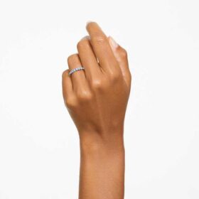 Bague Matrix à taille ronde, bleue, plaquée rhodium