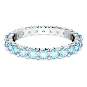 Bague Matrix à taille ronde, bleue, plaquée rhodium