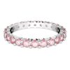 Bague Matrix, taille ronde, rose, plaquée rhodium