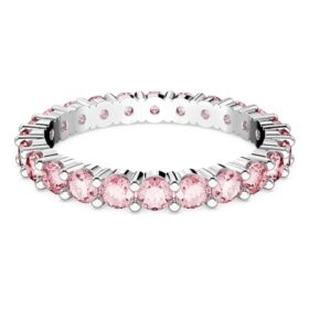 Bague Matrix, taille ronde, rose, plaquée rhodium