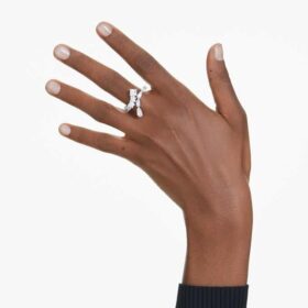 Bague Matrix à tailles variées, blanche, plaquée rhodium