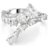 Bague Matrix à tailles variées, blanche, plaquée rhodium