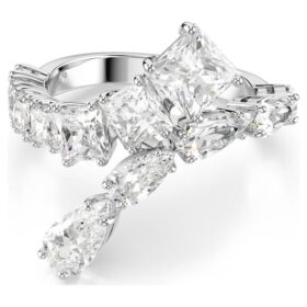 Bague Matrix à tailles variées, blanche, plaquée rhodium