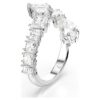 Bague Matrix à tailles variées, blanche, plaquée rhodium