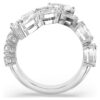 Bague Matrix à tailles variées, blanche, plaquée rhodium