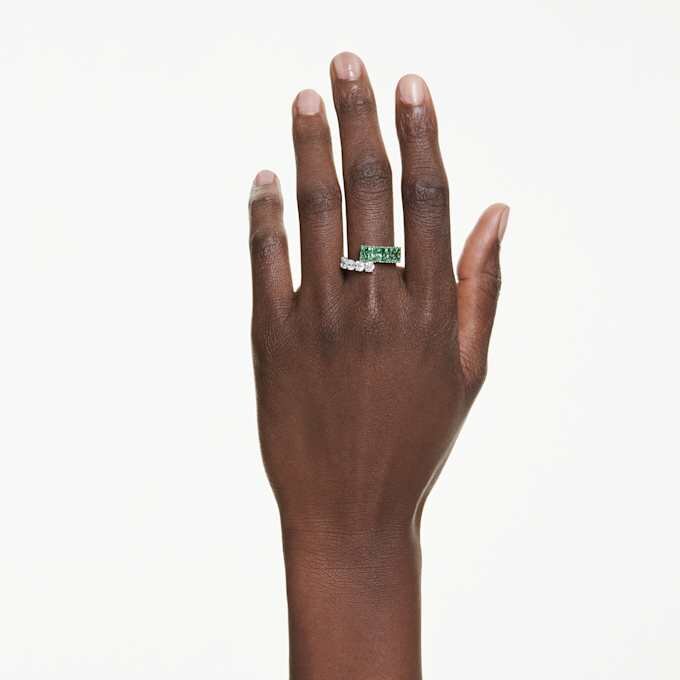 Bague Matrix à tailles variées, verte, plaquée rhodium Bague Matrix à tailles variées, verte, plaquée rhodium