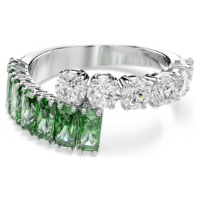 Bague Matrix à tailles variées, verte, plaquée rhodium