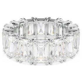 Bague Matrix Vittore, taille baguette, blanche, plaquée rhodium