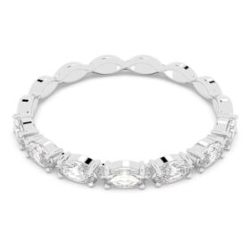 Bague Matrix Vittore, taille marquise, blanche, plaquée rhodium