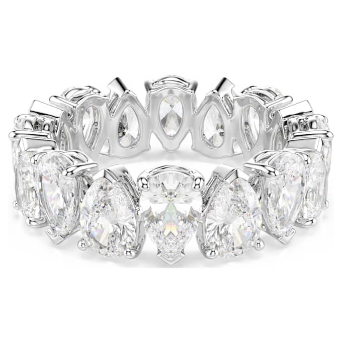 Bague Matrix Vittore, taille poire, blanche, finition argentée Bague Matrix Vittore, taille poire, blanche, finition argentée