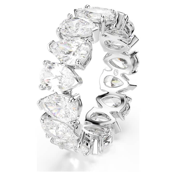 Bague Matrix Vittore, taille poire, blanche, finition argentée Bague Matrix Vittore, taille poire, blanche, finition argentée