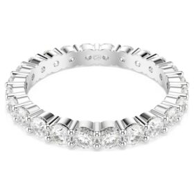 Bague Matrix Vittore, taille ronde, blanche, finition argentée
